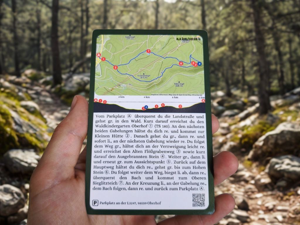 Rückseite einer Wesenbergkarte mit Route