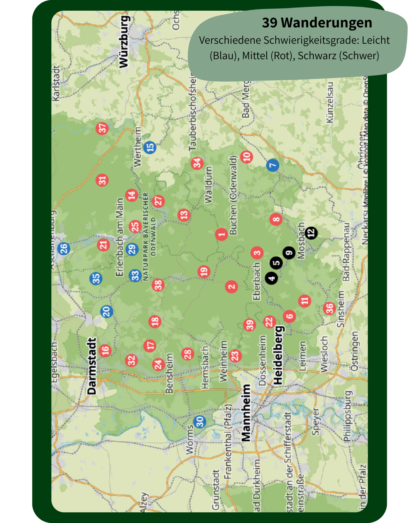 Wesenbergkarten - Wandern im Odenwald
