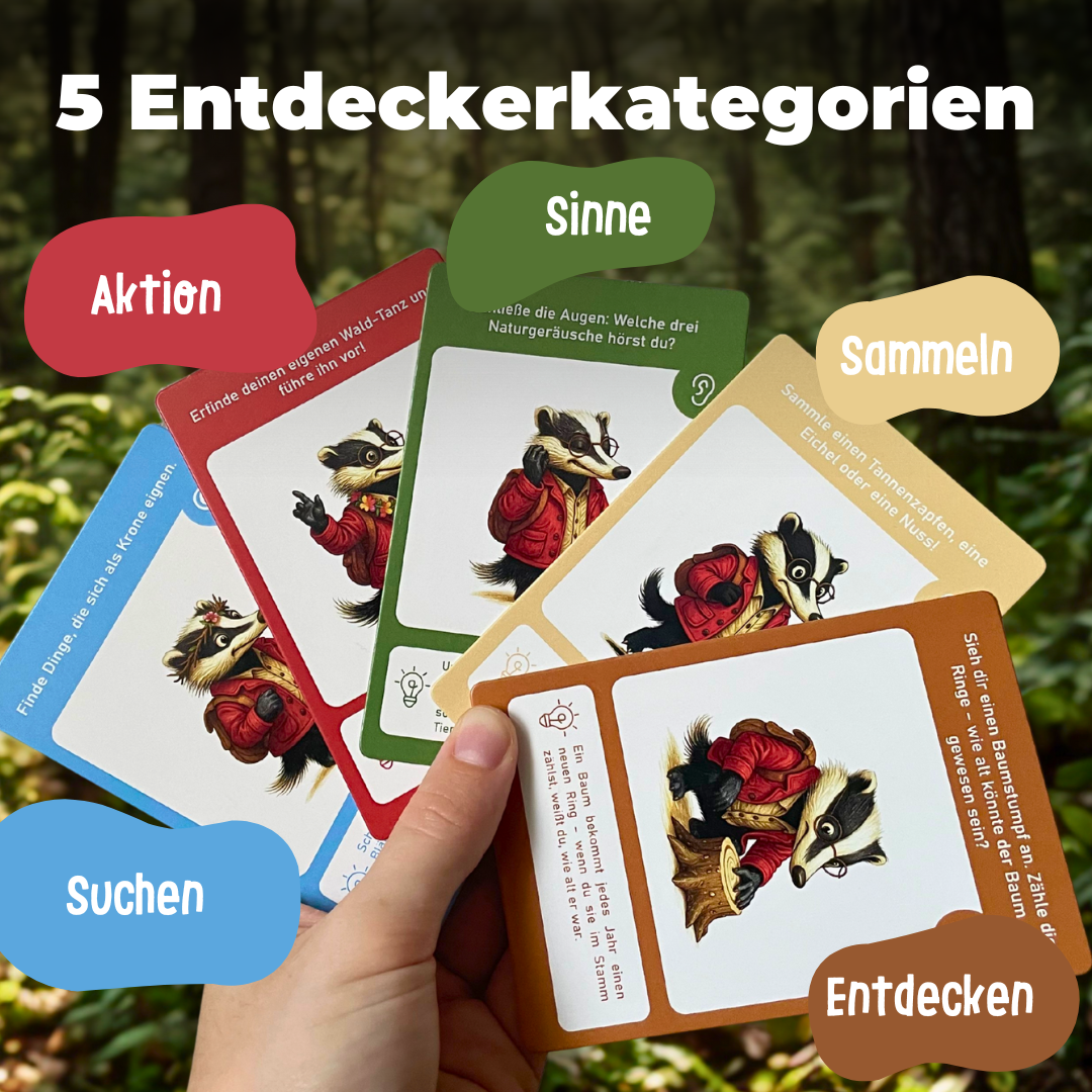 Entdeckerkarten für Kinder - Natur entdecken mit Dieter dem Dachs